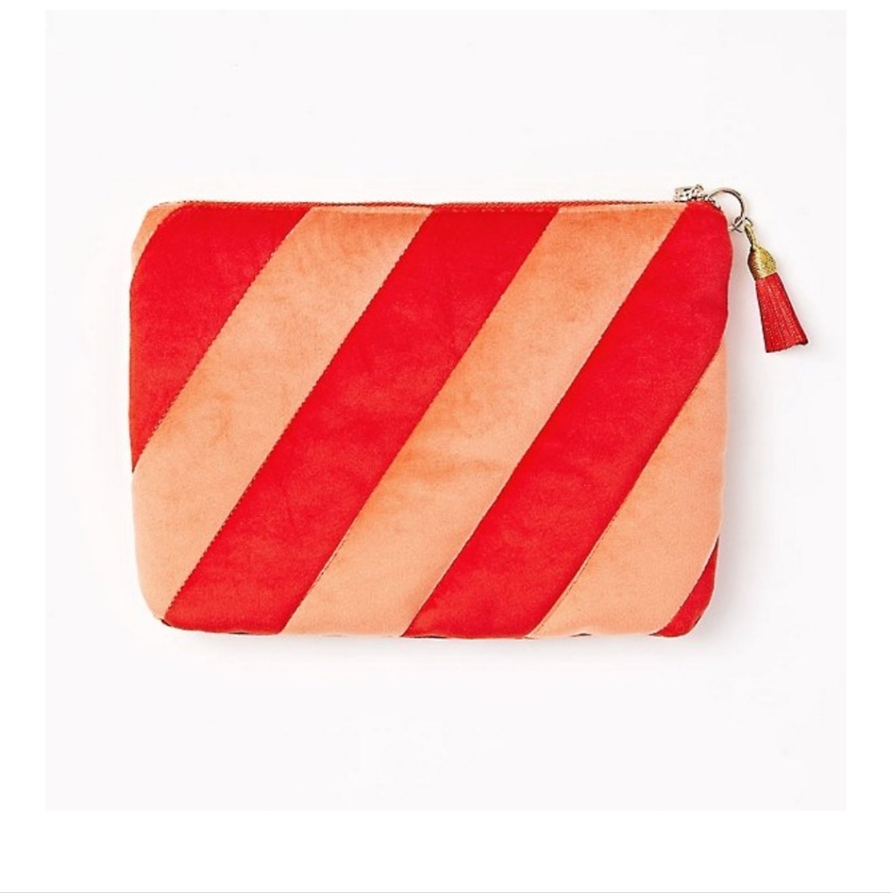 Paper Source Striped Zipper Pouch NEW